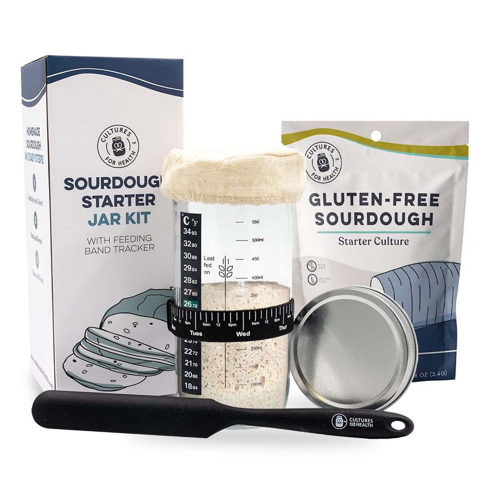 Cultures for Health Sourdough Starter Jar Kit + Gluten Free Sourdough Culture Bundle | Essential Baking Supplies For Homemade Bread | DIY Breadmaking Kit